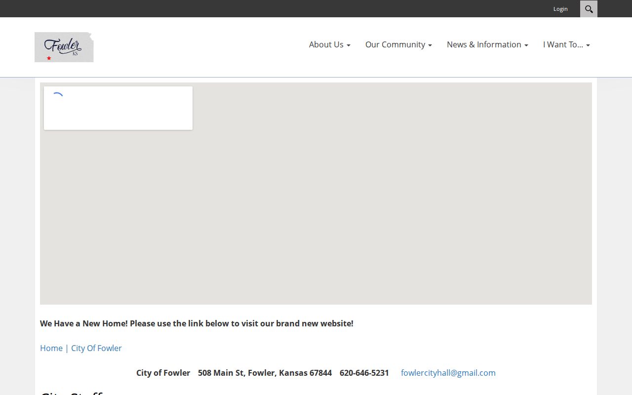 Fowler court records source with current City Hall contacts and a blank Municipal Court field
