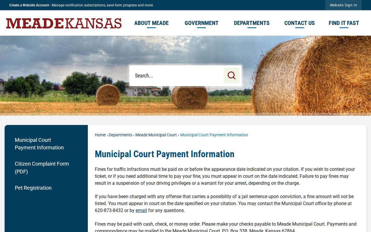 Meade County traffic court records payment instructions and citation appearance deadline
